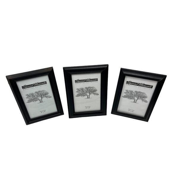 Set Of 3 Special Moments 4x6 Inch Black Picture Frames C11 - Picture 1 of 3